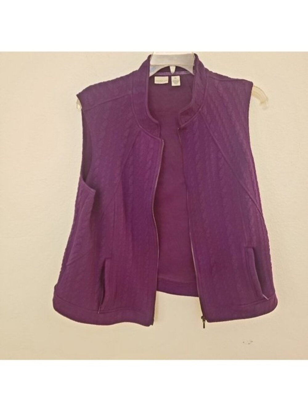 Westbound Cotton Blend Cable Knit Patterned Zip Front Vest Sz XL EUC
